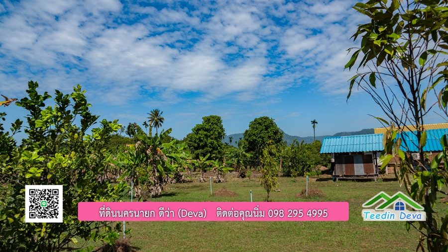 (ติดจอง) ที่ดินนครนายก บ้านสวน พร้อมที่ดิน ขนาด 1 ไร่ 1 งาน วิวภูเขาสวย อยู่ใกล้เขื่อนขุนด่านปราการชล