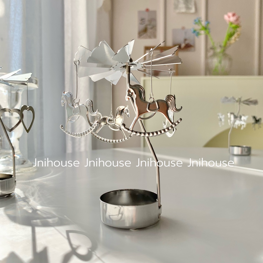 [พร้อมส่ง] Jnihouse : ถาดวางเทียน ถาดหมุน Rotating Candle Holder (silver)