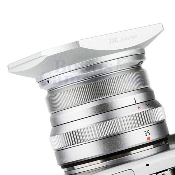 LH-JXF35SII ฮู้ดสีเงินพร้อมฝาปิดแบบเหลี่ยม for FujiFilm XF 23mm 35mm f/2 R WR,XC 35mm F2 Lens Hood