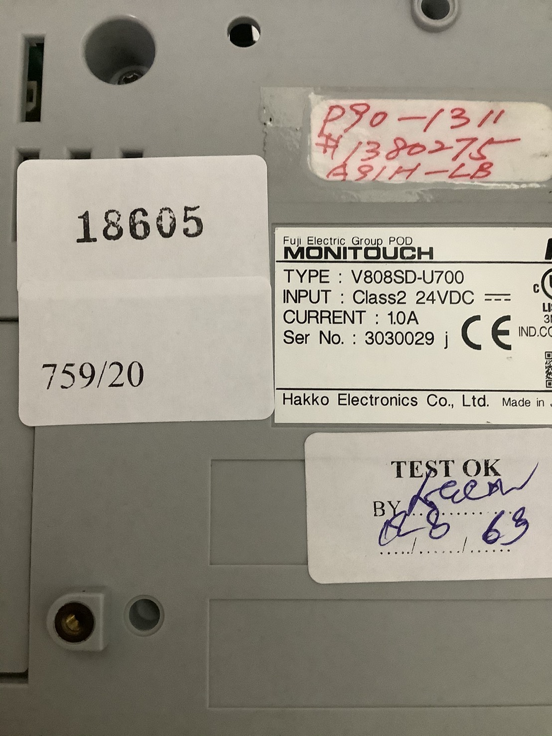 HMI " HAKKO " MODEL : V808SD-U700