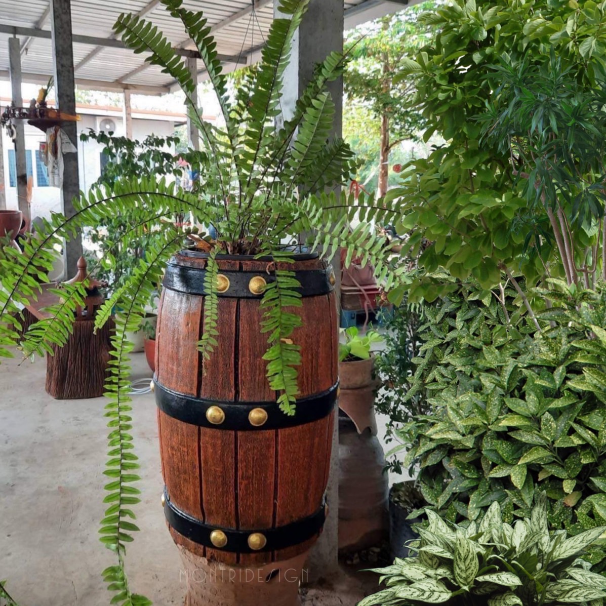 กระถางดอกไม้ กระถางปูนลายไม้ งาน DIY รุ่น EF3 ขนาด ปาก 40 cm. สูง 65 cm.