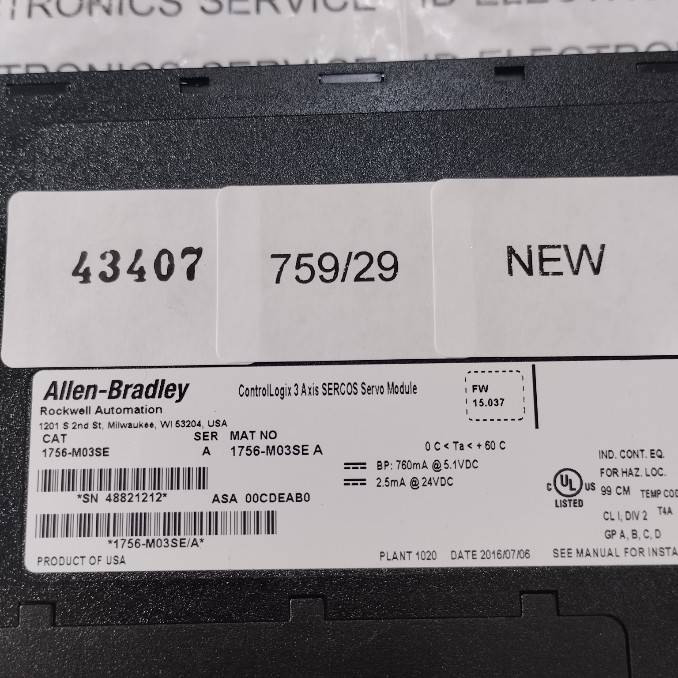 PLC " ALLEN-BRADLEY " MODEL : 1756-M03SE