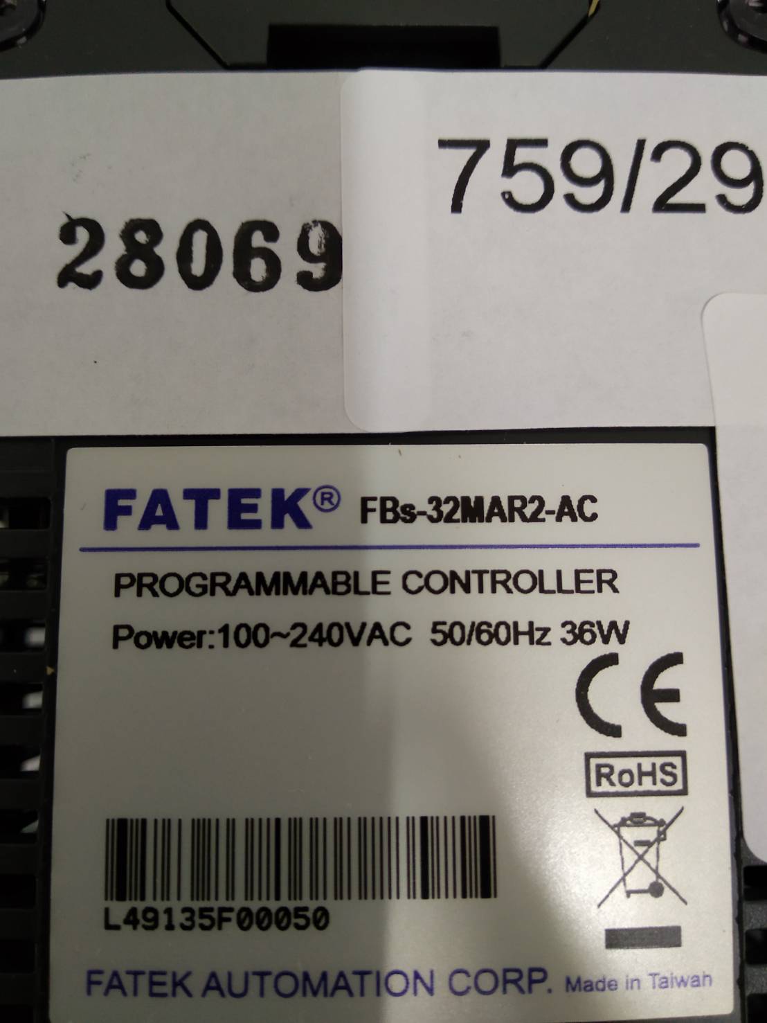 PLC " FATEK " MODEL : FBS-32MAR2-AC