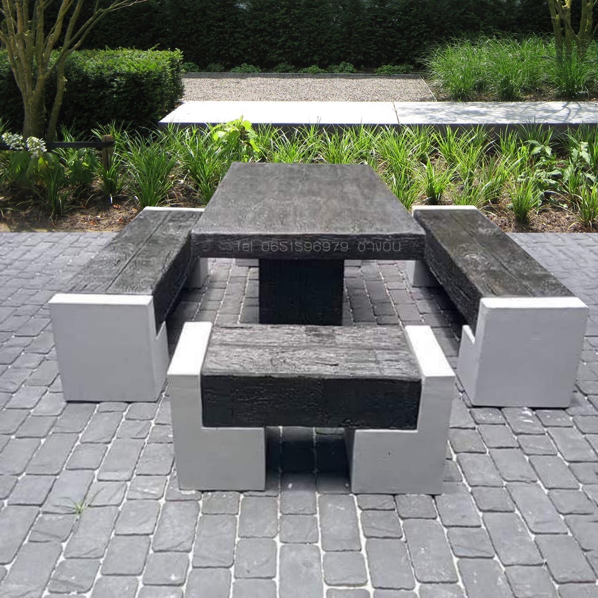 ชุดโต๊ะสนามปุนลายไม้ โต๊ะไม้หมอนโมเดิร์น รุ่น F03 ขนาด 180*90 cm.