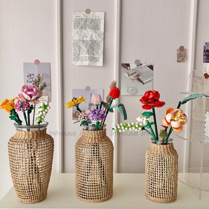 [พร้อมส่ง] Jnihouse : แจกันแก้วใส พันหวายสาน