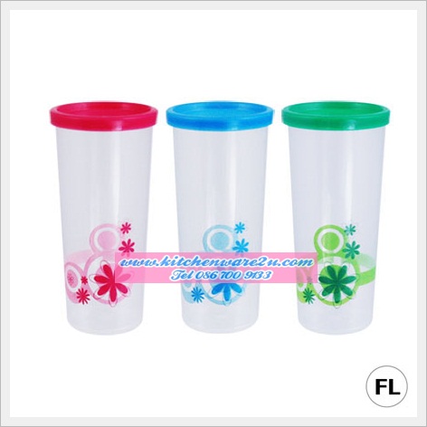 P06128 ถ้วยทรงสูง ฝาปิด (7 x 7 x 14.5 cm) เกรดเอ สีสวย 262+A (ราคาส่งต่อ 12โหล:144 ใบ :เฉลี่ย 130บ/โหล)