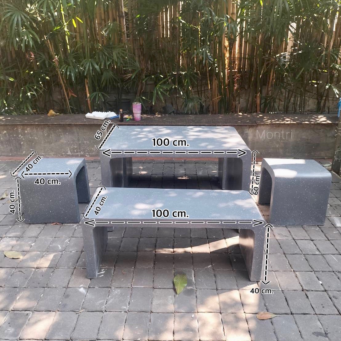 โต๊ะสนาม โต๊ะสนามกลางแจ้ง ชุดโต๊ะสนาม ชุดโต๊ะสนาม ชุดโต๊ะปูนซีเมนตร์ รุ่น Loft ลายหินอ่อน