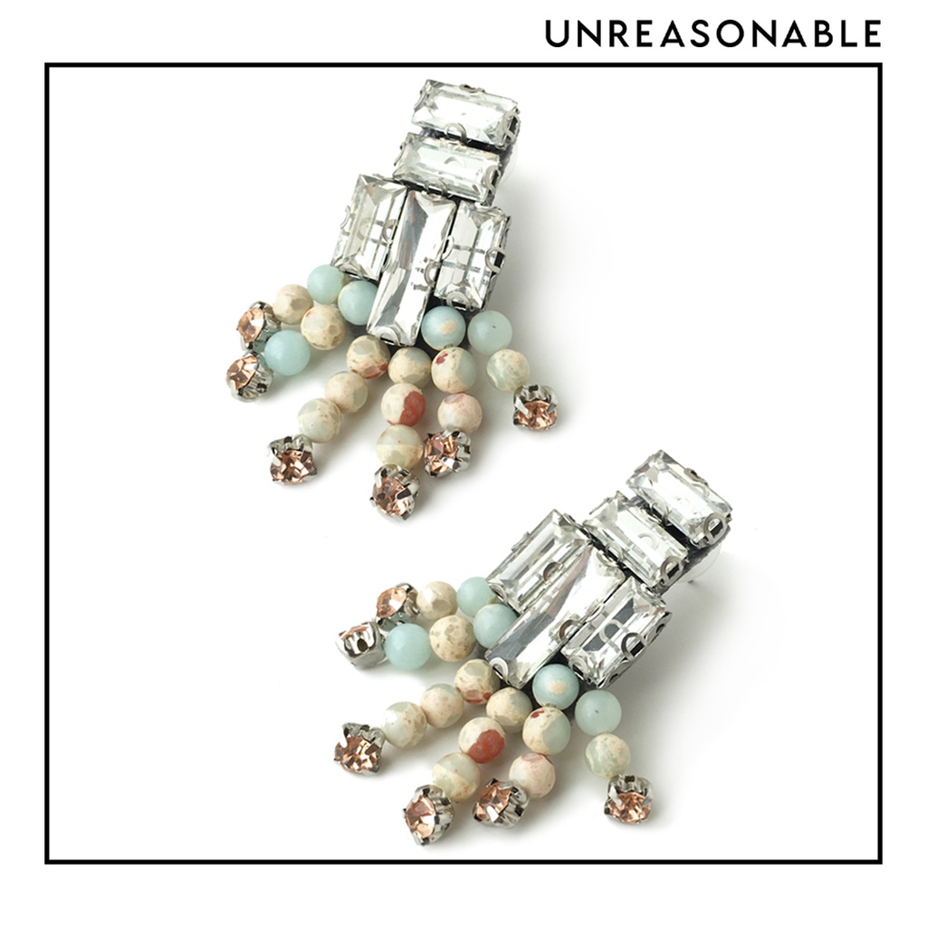ต่างหู Aqua Jasper ต่างหูคลิป ต่างหูก้านเงิน UA0676-02 Unreasonable Accessories