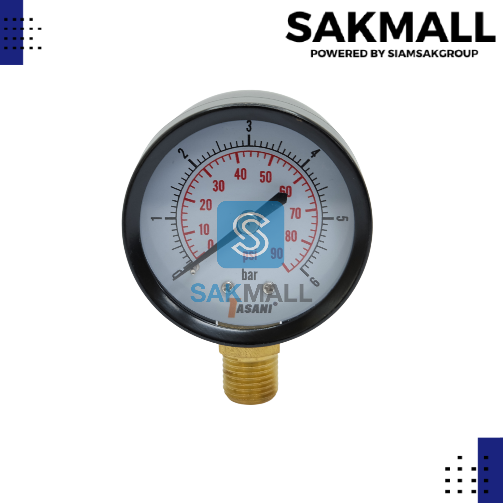 Pressuse Gauge ออกล่าง Y-50 (6 Bar -90 Psi) TASANI