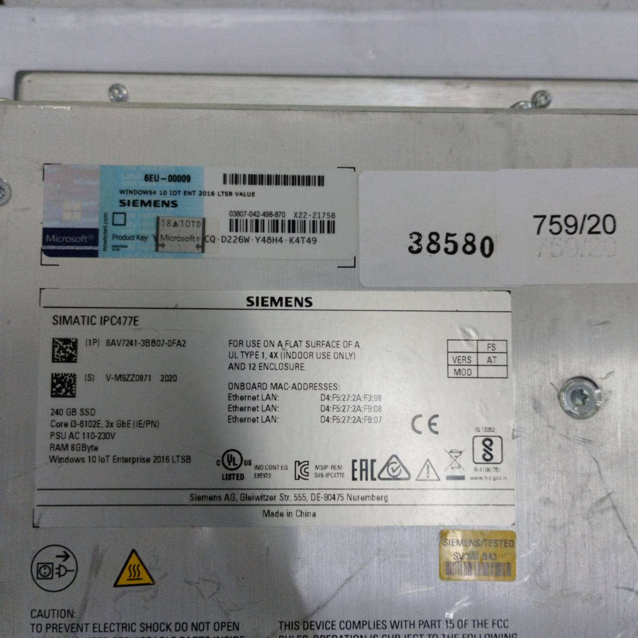 ขาย 6AV7241-3BB07-0FA2 (IPC477E)