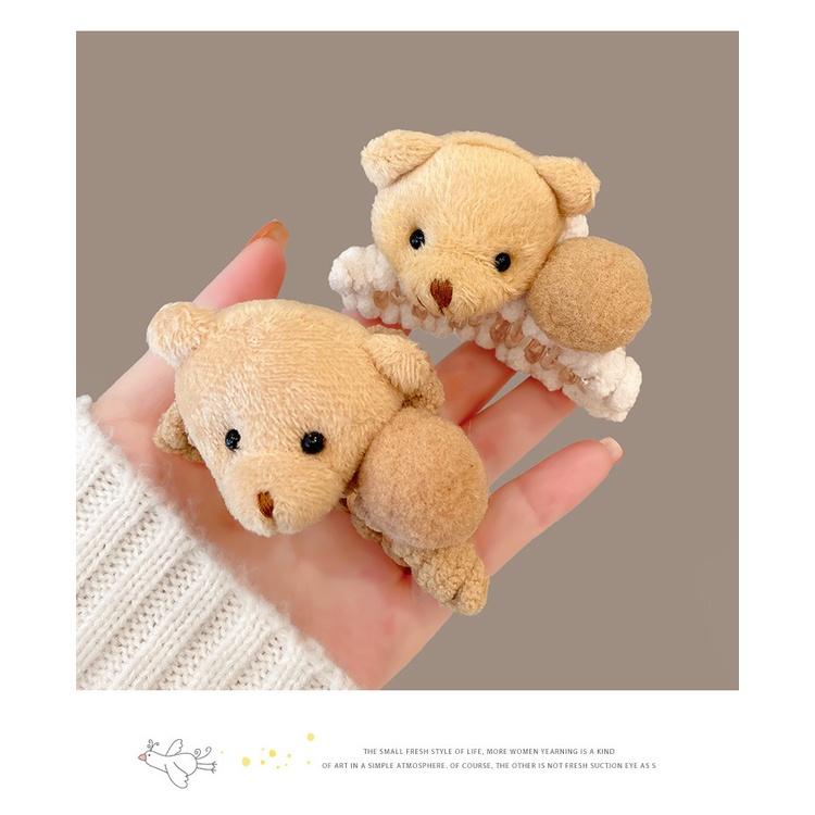 กิ๊บหนีบผม ขนาดกลาง 7.5 ซ.ม. พันผ้า ติดหัวตุ๊กตาหมี น่ารักมาก