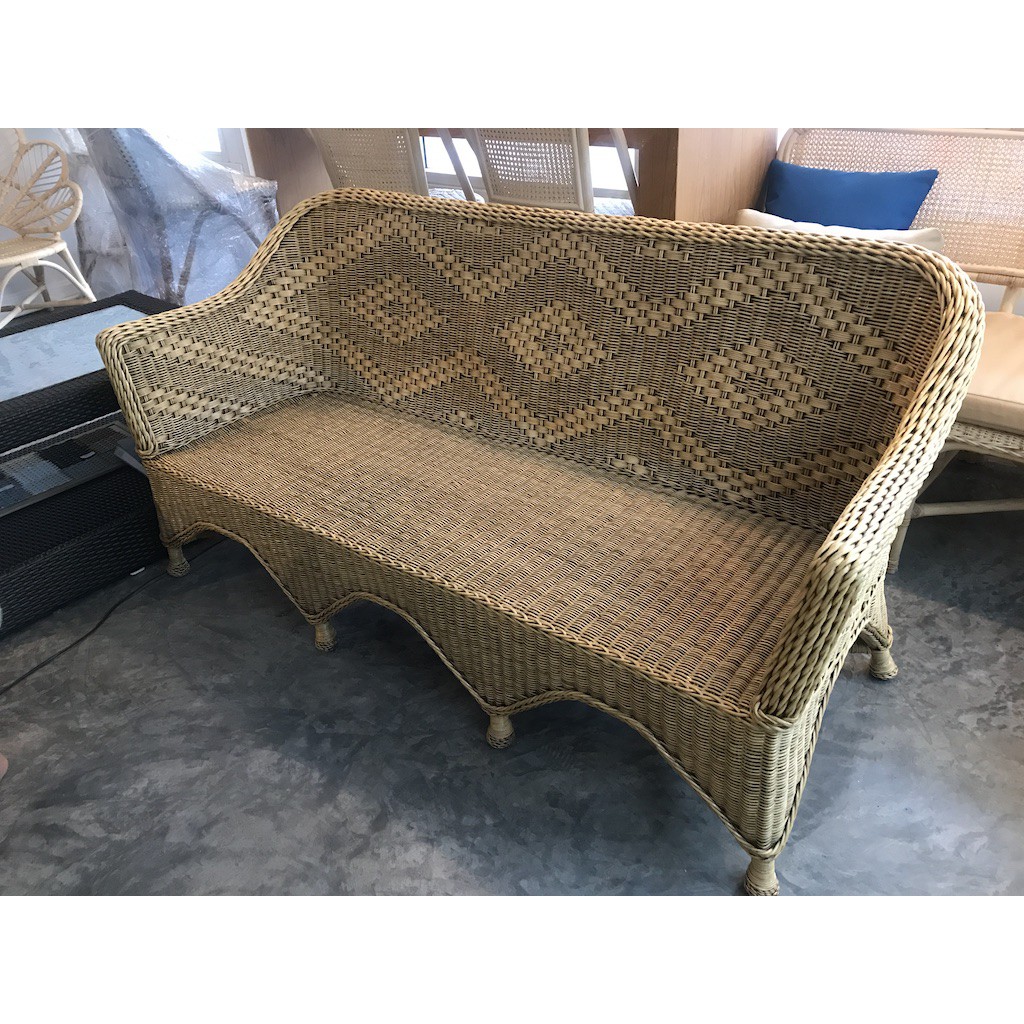 พร้อมส่ง โซฟาหวายแท้ไทมี่ลายมัดหมี่ SARNN ขนาดนั่งกำลังเหมาะ ไม่กินที่ รูปแบบคลาสสิค