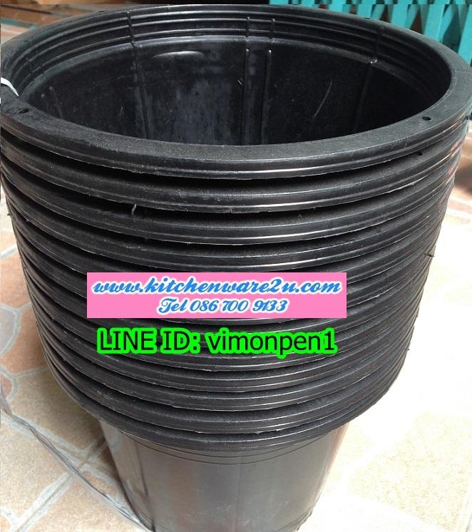 P10038 กระถางต้นไม้ดำ (24.6 * 24.6 * 18.5 cm) No.7910 (ราคาส่งต่อ 1 โหล:12 ใบ ) ขายส่งทุกอย่าง 20 บาท