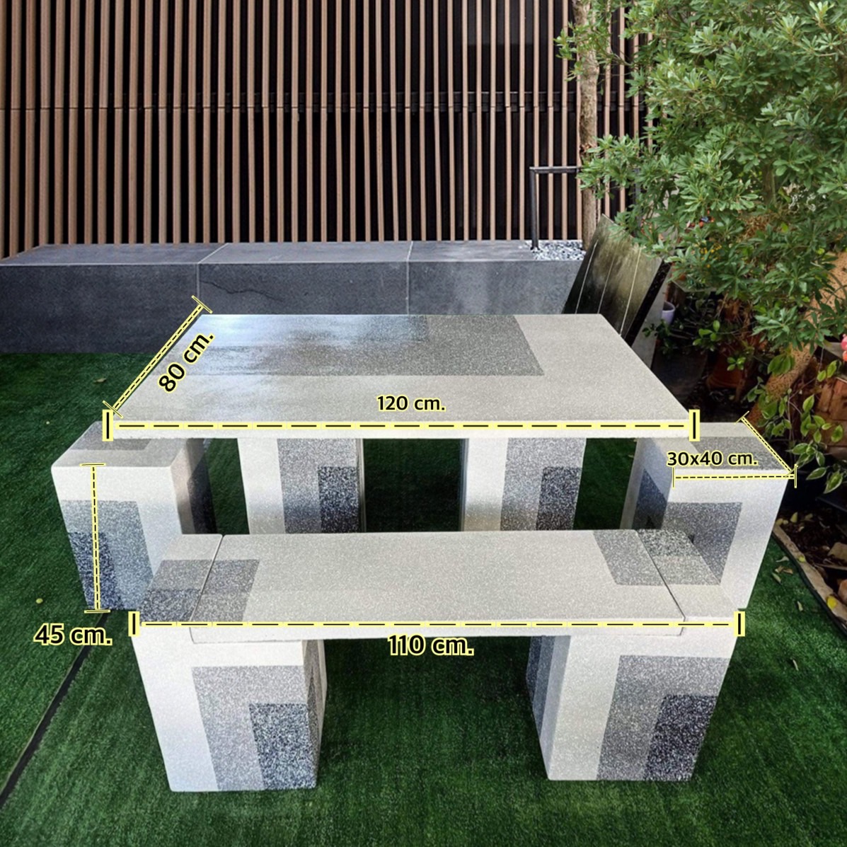 ชุดโต๊ะสนามปูนปั้น ชุดโต๊ะปูนสไตล์โมเดิร์น ลายหินอ่อน ชุด 6 ที่นั่ง luxury Table