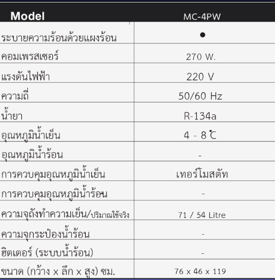ตู้ทำน้ำเย็น 4 ก๊อก ต่อท่อ แผงร้อน MC-4PW