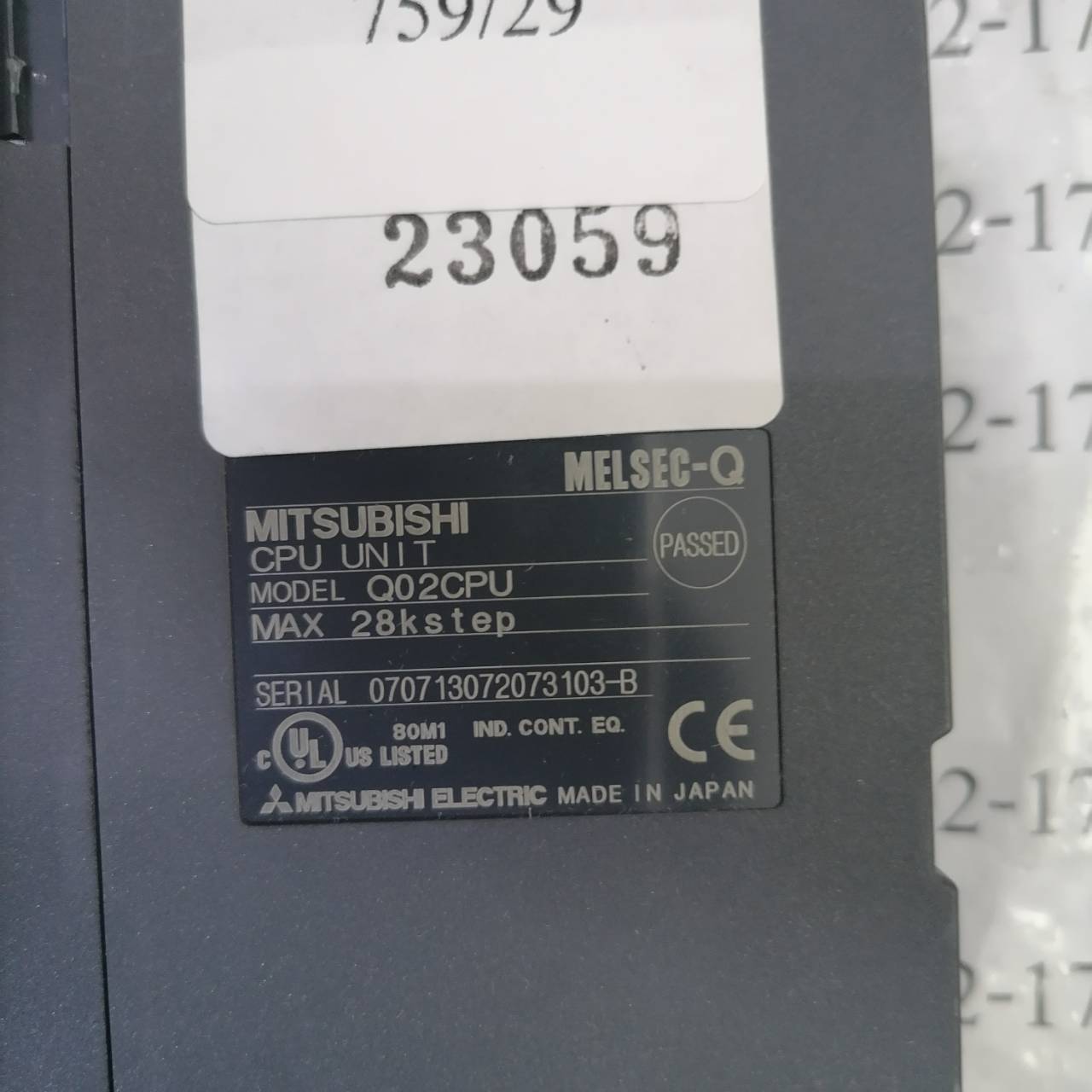 PLC " MITSUBISHI " MODEL : Q02CPU