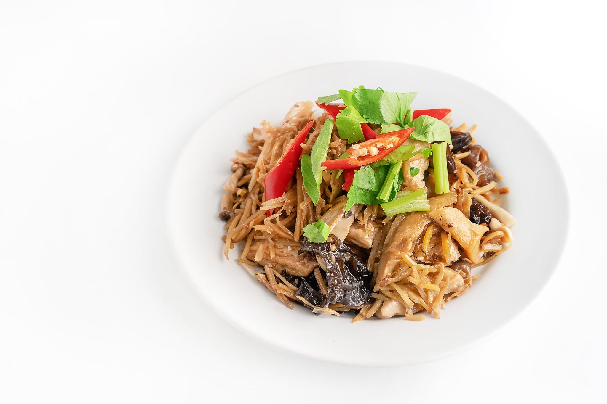 ผัดขิงเห็ดรวม (Stir fried ginger with mixed mushrooms)