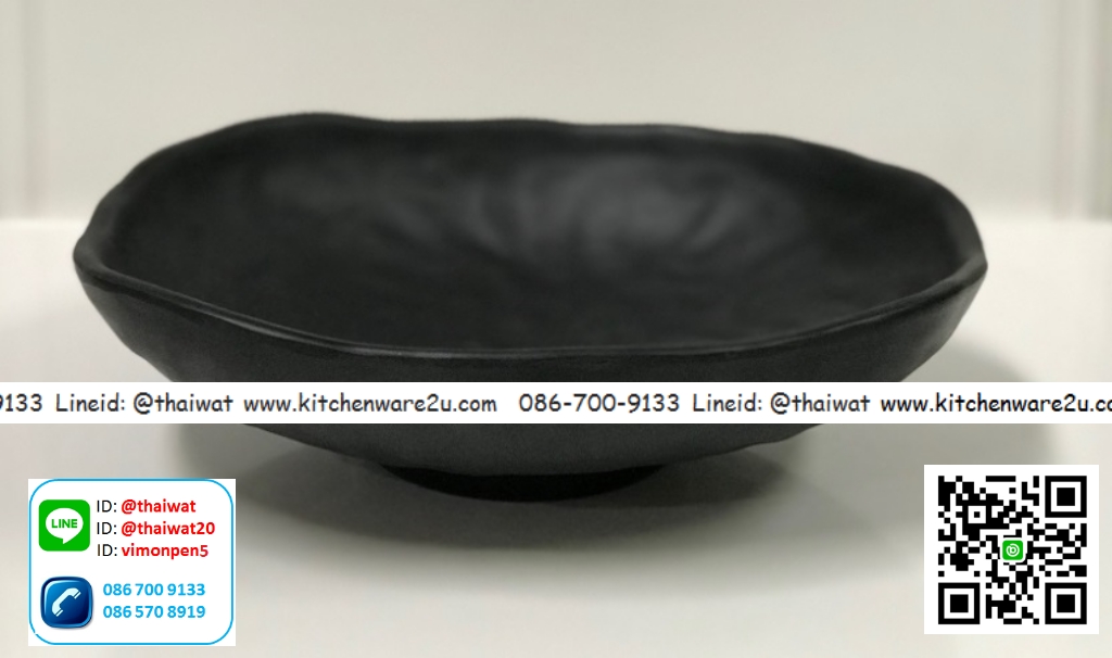 P06754 จานทรงลึก 9.5 นิ้ว เมลามีนแท้ สีดำ No.3323-9.5 เครือศรีไทยซุปเปอร์แวร์ (ราคาขายส่งต่อ 12 ใบ:เฉลี่ย 140บต่อใบ)