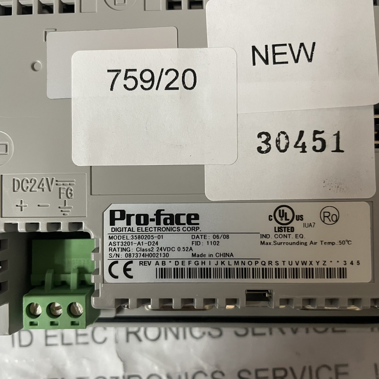 HMI PROFACE " MODEL : AST3201-A1-D24