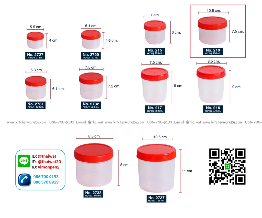 P05028 กระปุกกลม ฝาแดง (10.5*10.5*7.5 cm) No.218 ราคาขายส่งต่อ 1 มัด: 12 โหล: 144 ใบ: เฉลี่ย 110 บต่อโหล