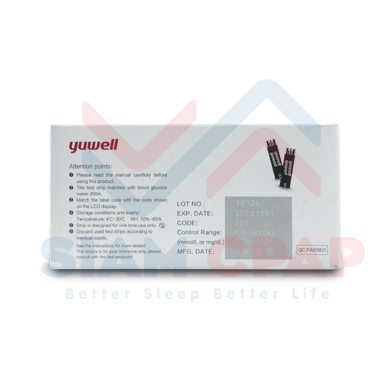 แผ่นตรวจวัดระดับน้ำตาลในเลือด Yuwell รุ่น Y330 ใช้กับเครื่อง รุ่น 710, 301, 582, 586, 590