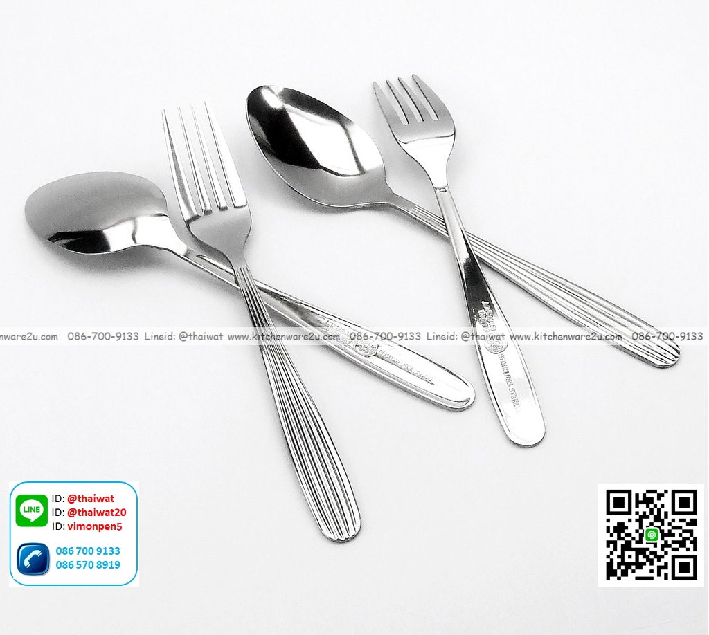 P12613 ช้อนส้อมสแตนเลส หนา 2 มิล ลายลิลลี่ จากัวร์แท้ No.200056 ราคาขายส่งต่อ 12 โหล: 144 คู่: เฉลี่ย 22.5 บต่อคู่