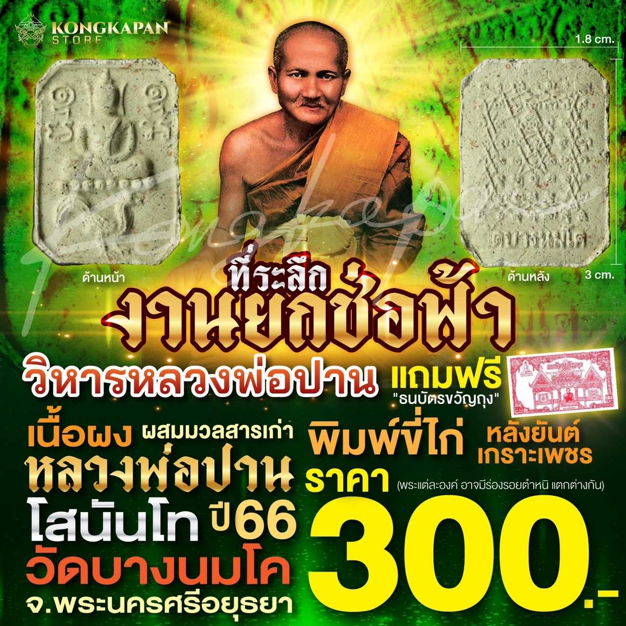 พระพิมพ์ผงเนื้อดินขี่สัตว์ พิมพ์ไก่ รุ่นยกช่อฟ้าวิหาร วัดบางนมโค ปี พ.ศ. 2566