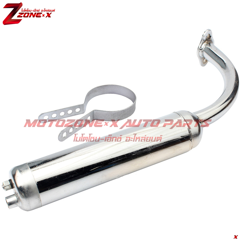 ท่อไอเสียโครเมียม Chrome Muffler Exhaust Pipe 2-Stroke 49cc 60cc 66cc 80cc motorized bicycle อุปกรณ์เสริม แชสซี Part อะไหล่
