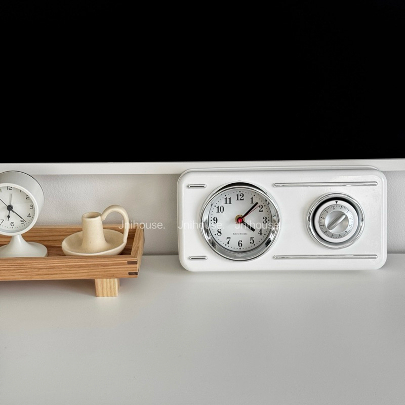 [พร้อมส่ง] Jnihouse : Vintage Twin Dial Clock –นาฬิกาดีไซน์สองหน้าปัดแบบย้อนยุค