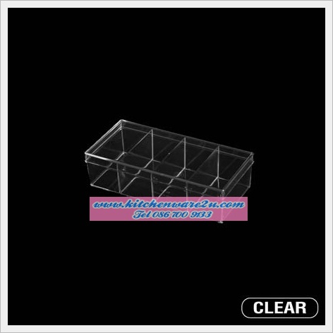 P06594 กล่องเหลี่ยมใส แบ่ง 4 ช่อง (10 x 20.8 x 5.5 cm) No.640 (ราคาส่งต่อ 1 โหล: 12 ใบ:เฉลี่ย 50 บ/ใบ)