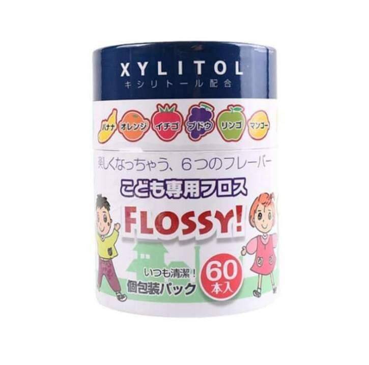 Dental Flossy ไหมขัดฟันเด็กรสผลไม้จากญี่ปุ่น 1 กล่อง 60 ชิ้น
