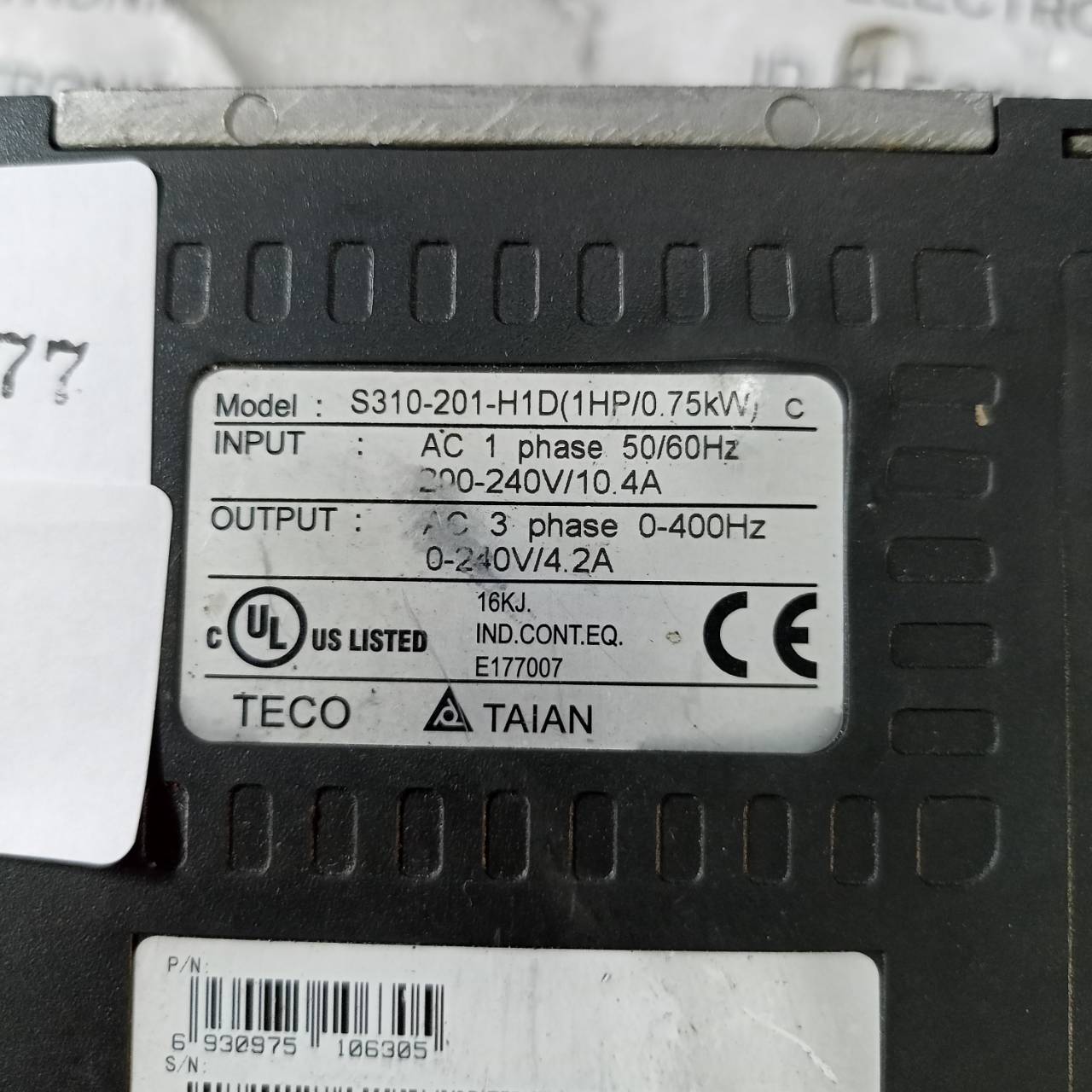 SERVO DRIVE " TECO " MODEL : S310-201-H1D