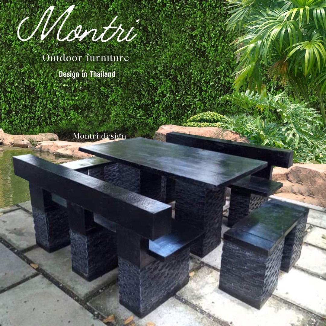 โต๊ะโมเดิร์นพนักพิง โต๊ะสนามปูนปั้น โตีะสนามโมเดิร์น ขนาด 150*80 cm. รุ่น LA03