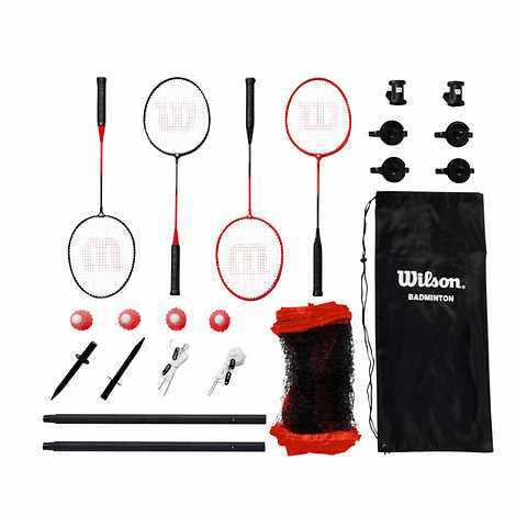 ไม้แบดมินตัน Wilson ครบเซ็ต 4 ไม้พร้อมเน็ตขนาด 6 เมตร แถมลูกแบบ Infrared 4 ลูก พร้อมถุงจัดเก็บ