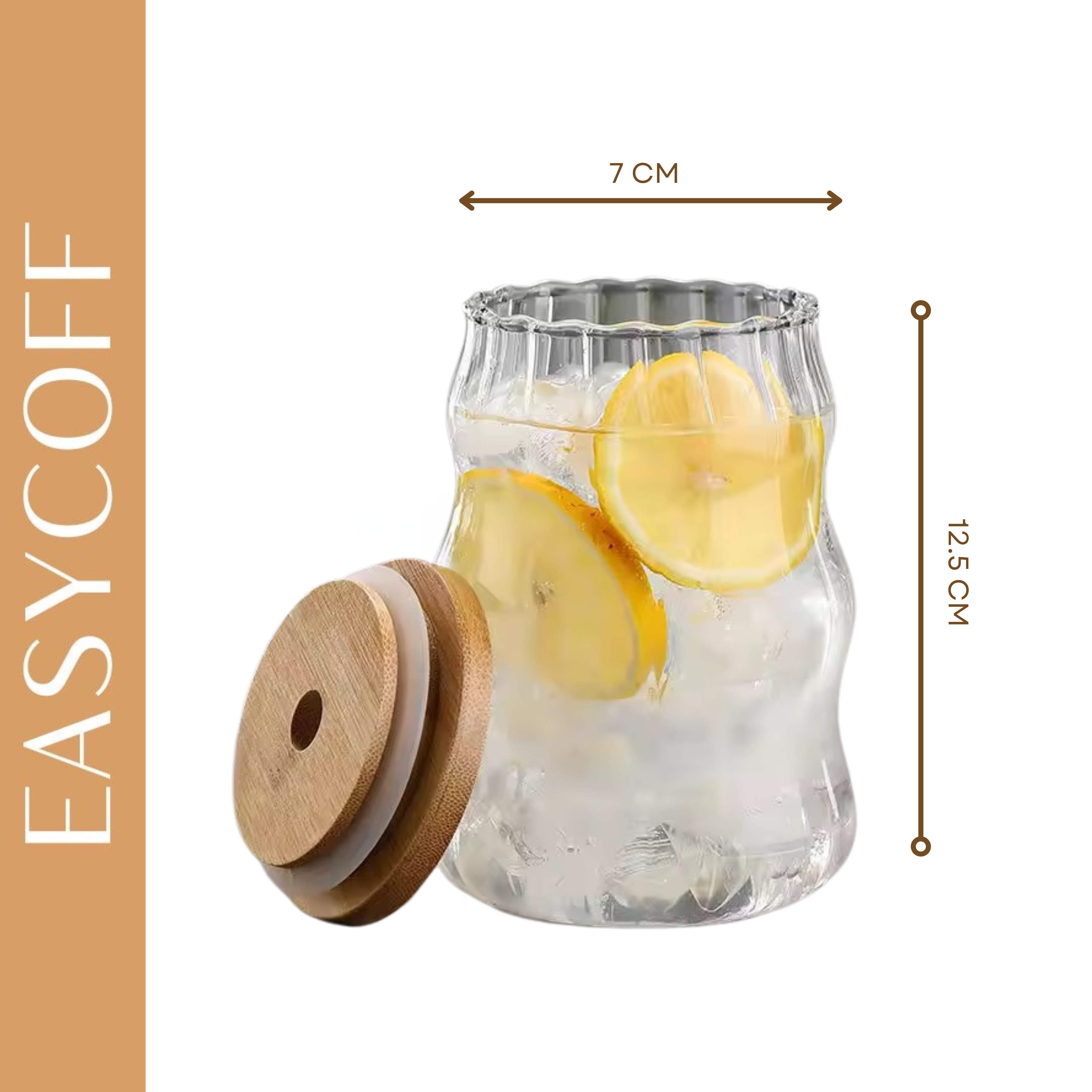 แก้วขนาด 500 ml ทรงสวยสไตล์มินิมอล ฝาปิดเป็นไม้ แถมหลอดแก้ว