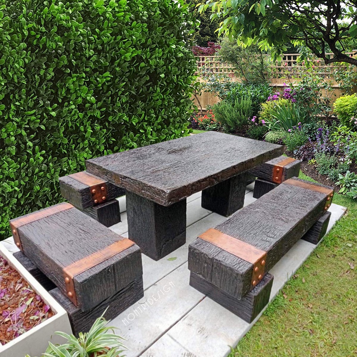 ชุดโต๊ะสนามปุนลายไม้ โต๊ะไม้หมอนโมเดิร์น รุ่น EP03 ขนาด 180*90 cm.