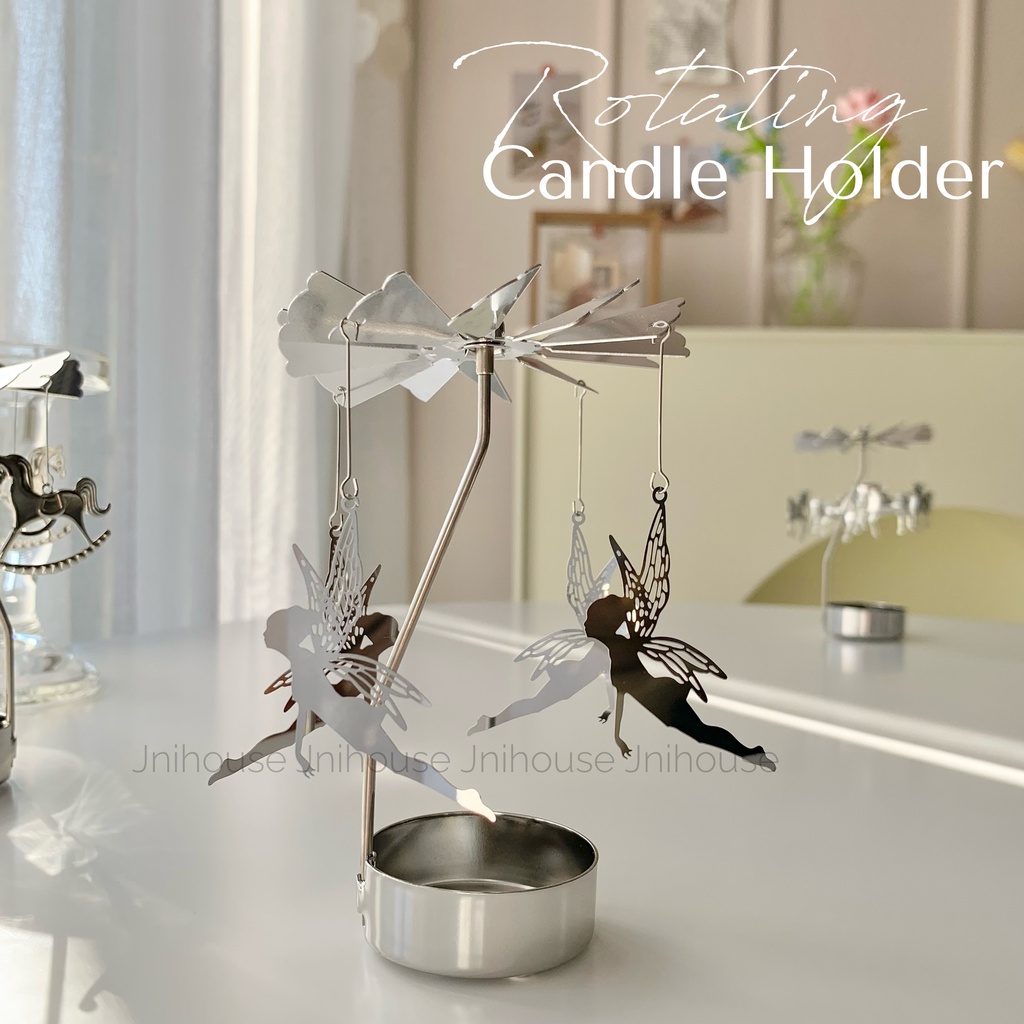 [พร้อมส่ง] Jnihouse : ถาดวางเทียน ถาดหมุน Rotating Candle Holder (silver)