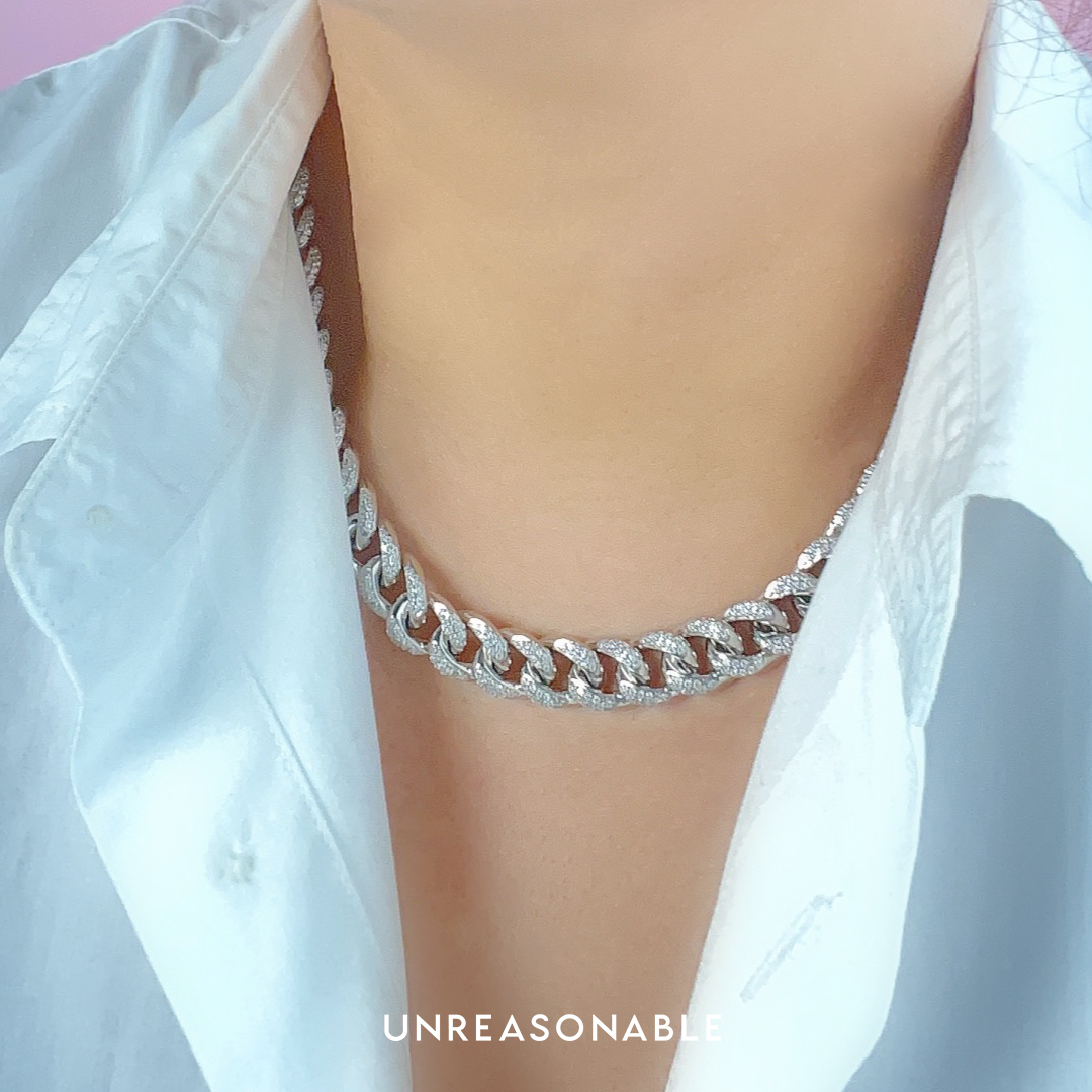 สร้อยคอ ฝังเพชร CZ ทั้งเส้น UA0889-01 Unreasonable Accessories