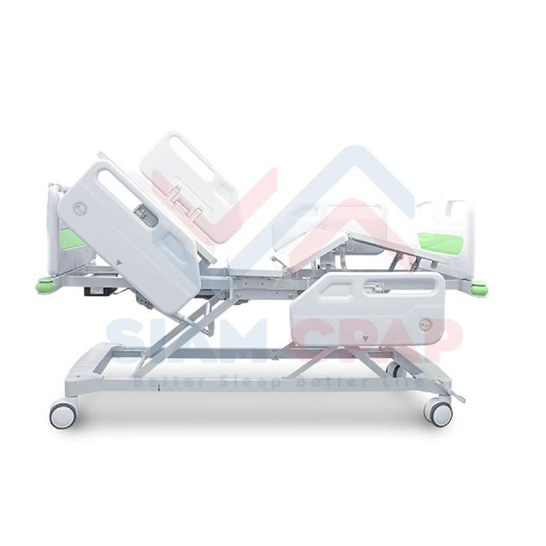 เตียงผู้สูงอายุไฟฟ้า 5 ฟังก์ชั่น (รุ่นปีกมังกร) มีแบตเตอรี่สำรองไฟฟ้าในตัว กรณีไฟฟ้าดับก็ยังสามารถใช้งานได้ ปรับเชิดศรีษะ - เท้า เป็นท่านั่งได้ รับประกัน 3 ปี