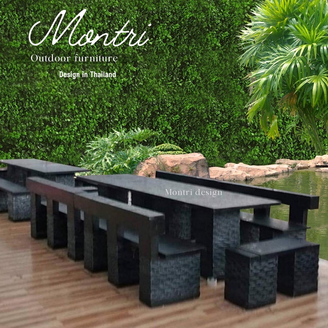 โต๊ะโมเดิร์นพนักพิง โต๊ะสนามปูนปั้น โตีะสนามโมเดิร์น ขนาด 150*80 cm. รุ่น LA03