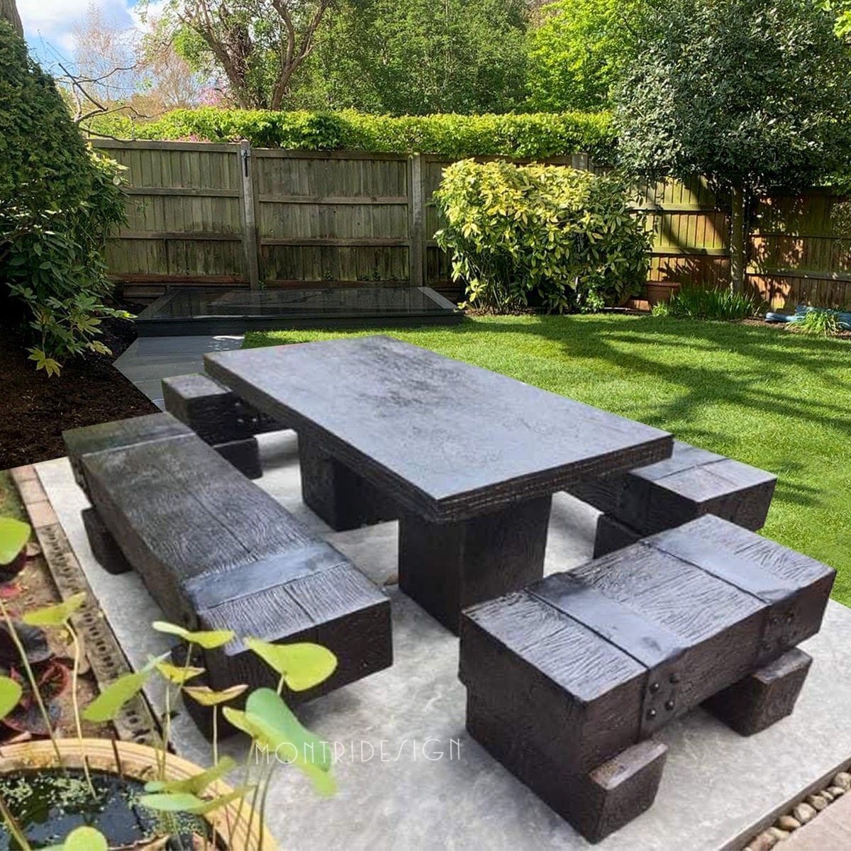 ชุดโต๊ะสนามปุนลายไม้ โต๊ะไม้หมอนโมเดิร์น รุ่น MN03 ขนาด 180*90 cm.