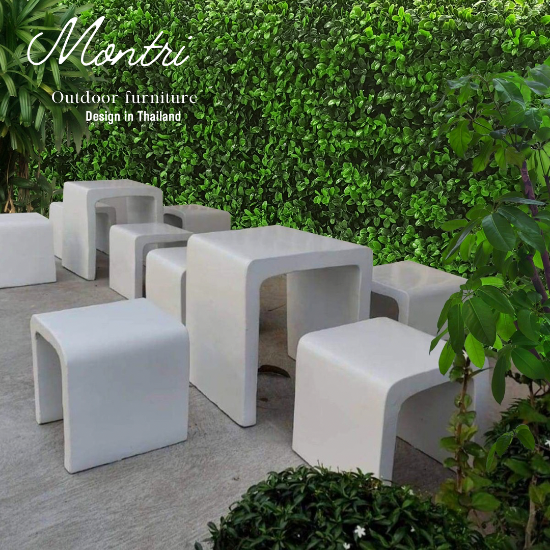 ชุดโต๊ะสนาม โต๊ะสนาม ชุดโต๊ะสนามกลางแจ้ง โต๊ะปูนซีเมนต์ สไตล์ลอฟท์ รุ่น Loft mini สี Luxury white