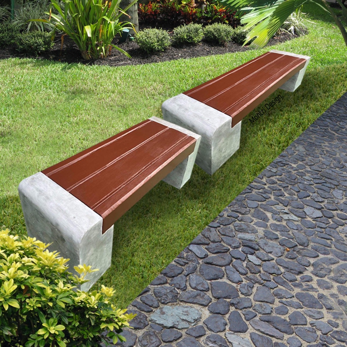 ม้านั่งสนาม เก้าอี้สนาม เก้าอี้คอนกรีต เก้าอี้ปูนเปลือย รุ่น Montridesign 01