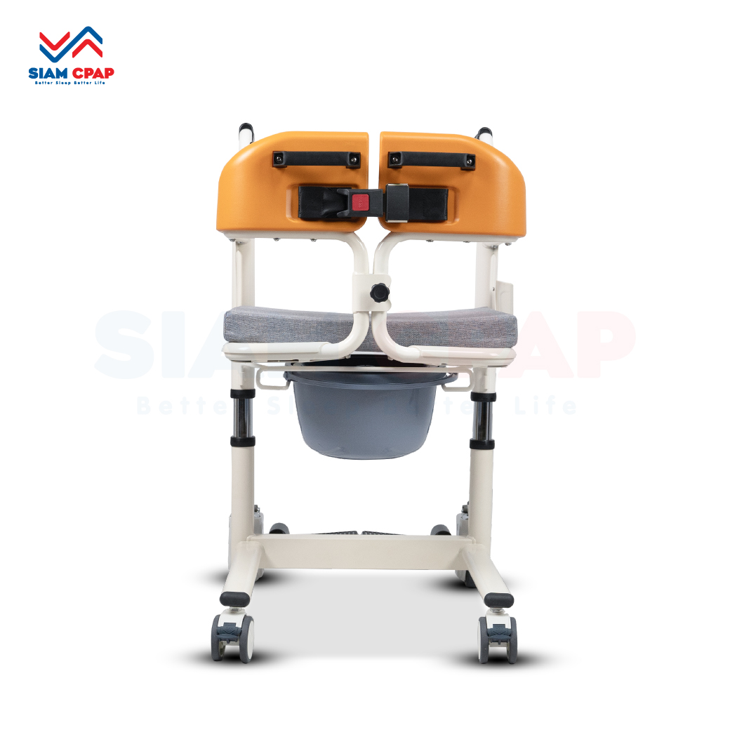 เก้าอี้รถเข็นเคลื่อนย้ายผู้ป่วย ระบบ มือหมุน (Manual Transfer Chair) รับประกัน 2 ปี