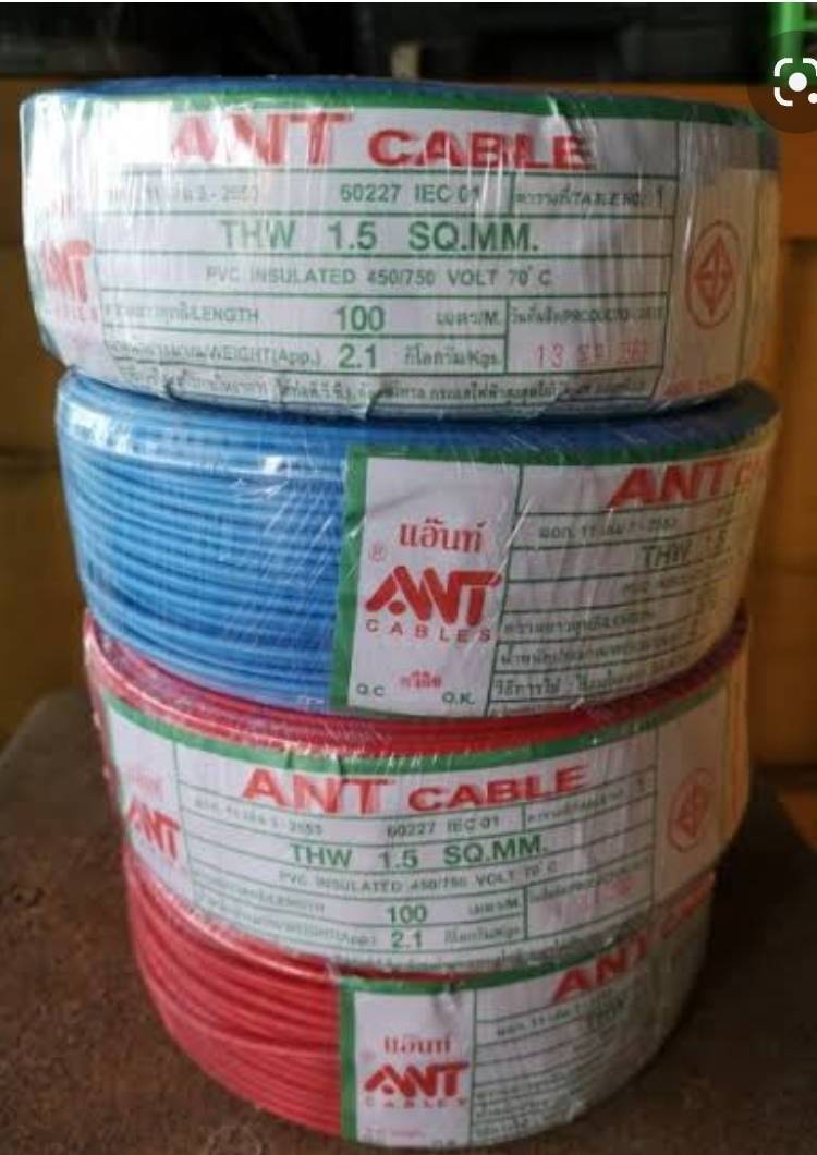 สายไฟ THW 1x1.5 SQ.MM ยาว100M ยี่ห้อ ANT CABLE