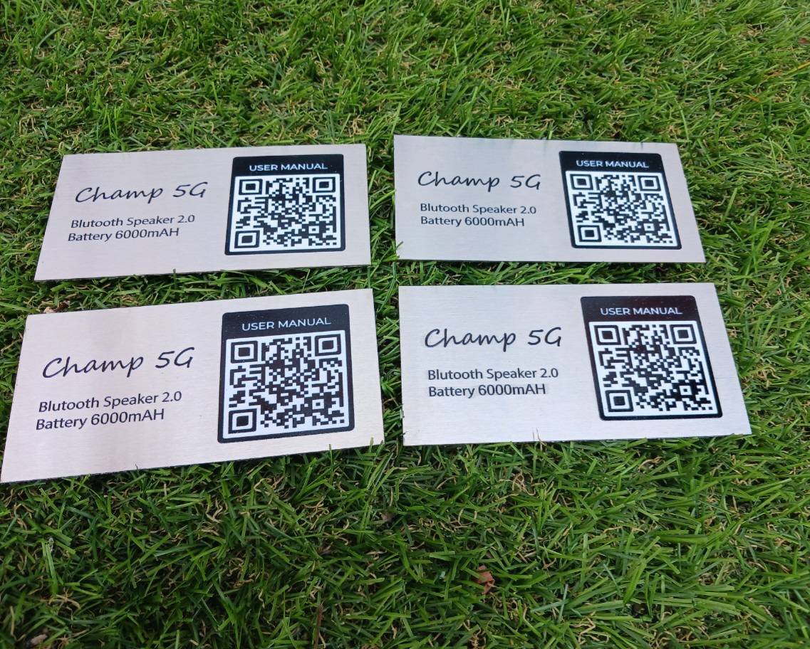 ป้ายสแตนเลสสีเงินแฮร์ไลน์ หนา 1มิล สกรีนสีดำ ขนาด 10x5cm