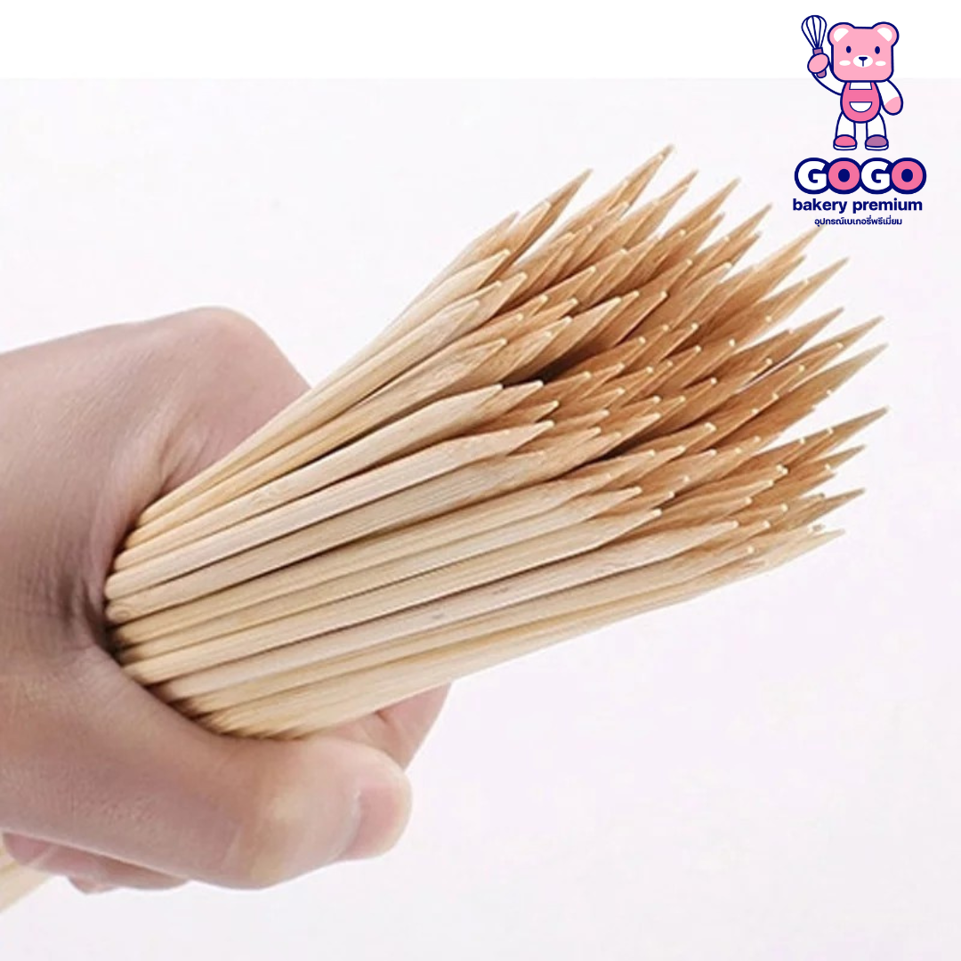 ไม้เสียบลูกชิ้น 20cm. ไม้เสียบไม้ไผ่ ไม้เสียบอาหาร ไม้แหลม