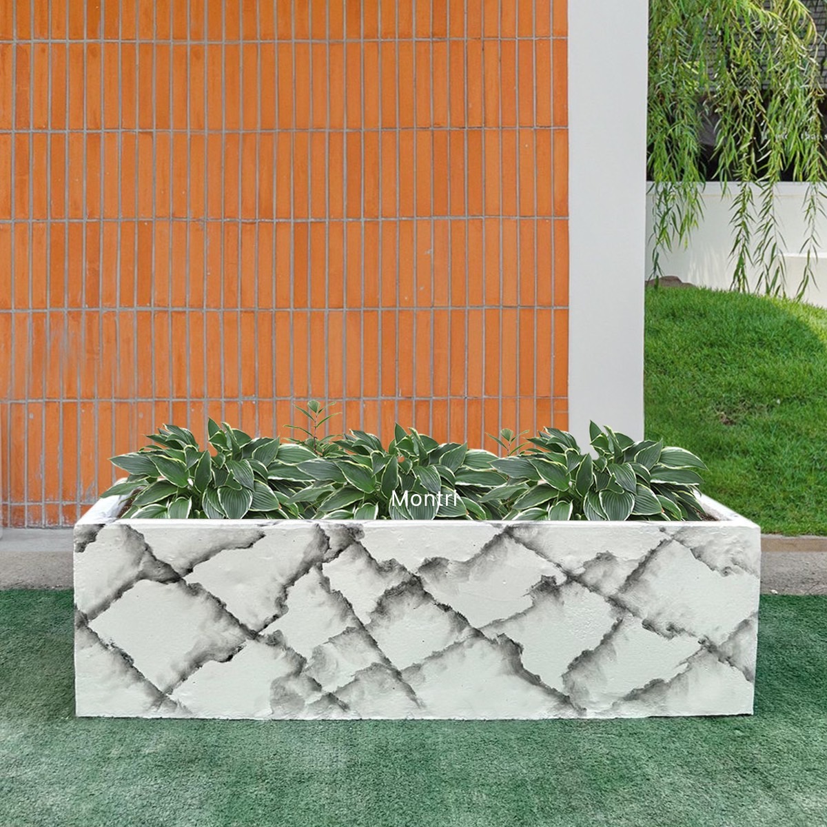 กระถางทรงรางยาว กระถางต้นไม้ set 10 ใบ ลงสีคุณภาพพร้อมเคลือบเงาสามารถวางได้ทั้งกลางแจ้งและในร่ม ขนาด 30*100* cm. วัสดุเป็นปูน