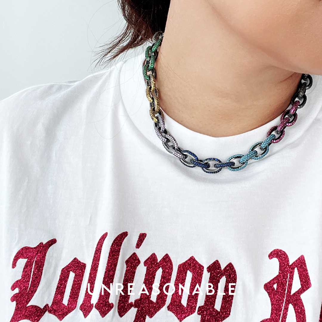 สร้อยคอเพชร CZ Multi Color สี Black Rhodium UA0816-02 Unreasonable Accessories