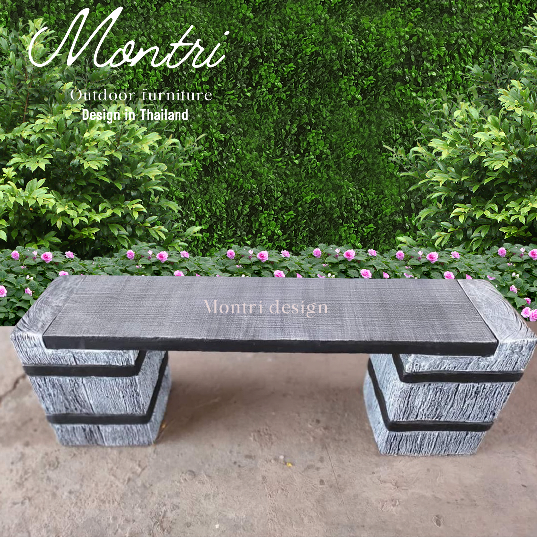 ม้านั่งสนาม เก้าอี้สนาม เก้าอี้ปูนลายไม้ รุ่น living ขนาด เก้าอี้ สูง 45 cm. กว้าง 30*130 cm